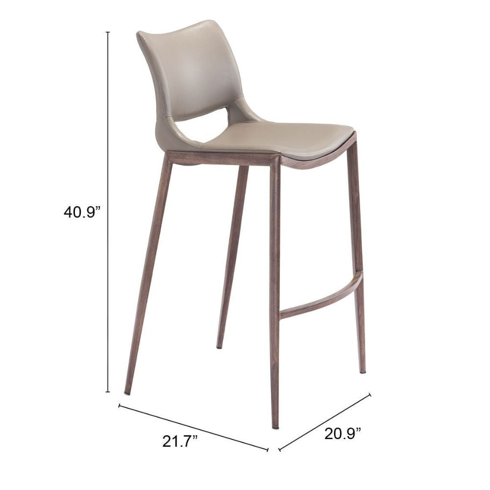 STOOL ZUO ACE 101286 | Comercial Barstool | Brown Walnut | 100% Polyurethane | Faux Leather | Inside | Bar Restaurant Cafetería Food Court Bar Breakfast Kitchen Bistro
