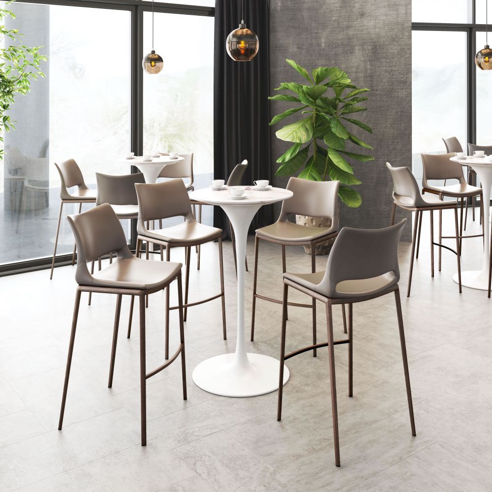 STOOL ZUO ACE 101286 | Comercial Barstool | Brown Walnut | 100% Polyurethane | Faux Leather | Inside | Bar Restaurant Cafetería Food Court Bar Breakfast Kitchen Bistro Set