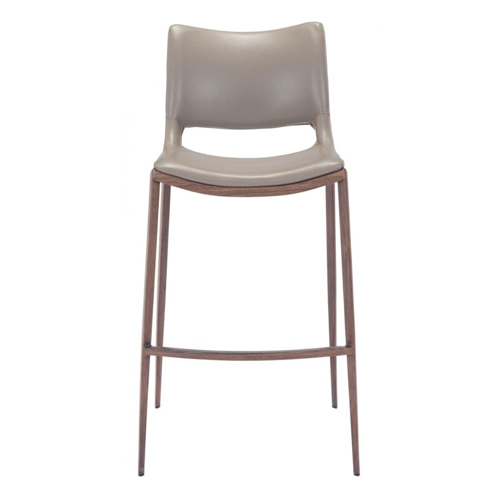 STOOL ZUO ACE 101286 | Comercial Barstool | Brown Walnut | 100% Polyurethane | Faux Leather | Inside | Bar Restaurant Cafetería Food Court Bar Breakfast Kitchen Bistro