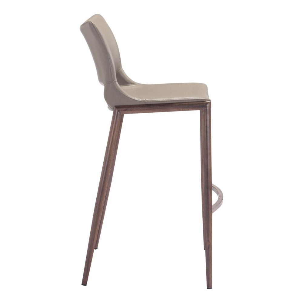 STOOL ZUO ACE 101286 | Comercial Barstool | Brown Walnut | 100% Polyurethane | Faux Leather | Inside | Bar Restaurant Cafetería Food Court Bar Breakfast Kitchen Bistro