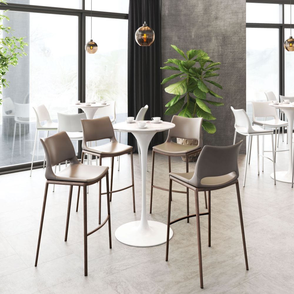 STOOL ZUO ACE 101286 | Comercial Barstool | Brown Walnut | 100% Polyurethane | Faux Leather | Inside | Bar Restaurant Cafetería Food Court Bar Breakfast Kitchen Bistro Set