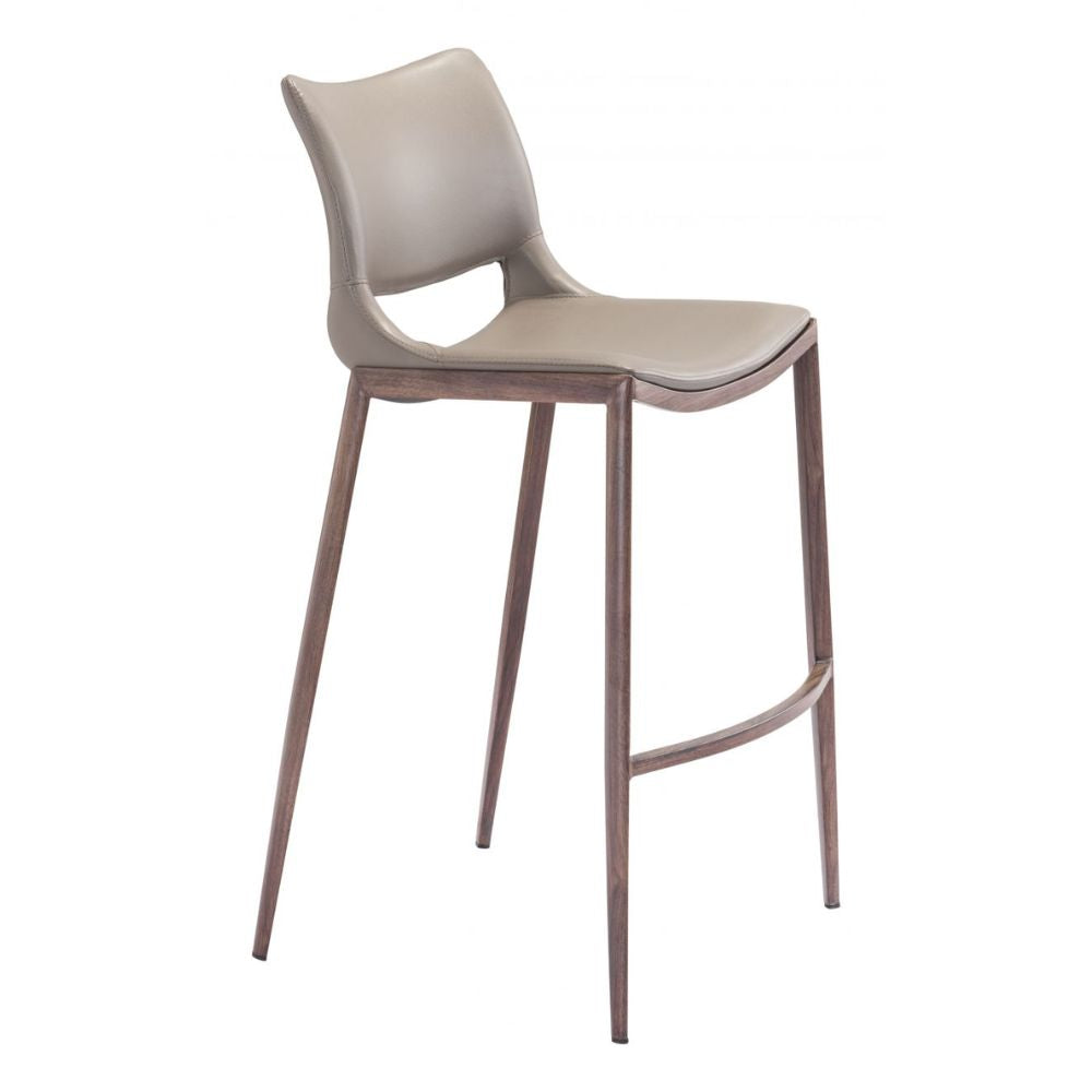 STOOL ZUO ACE 101286 | Comercial Barstool | Brown Walnut | 100% Polyurethane | Faux Leather | Inside | Bar Restaurant Cafetería Food Court Bar Breakfast Kitchen Bistro