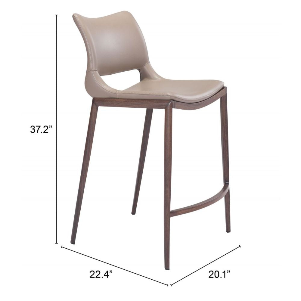 STOOL ZUO ACE 101392 | Counter Stool for Home and Office Space | Brown Walnut | 100% Polyurethane | Faux Leather | Inside | Bar Restaurant Cafetería Food Court Bar Breakfast Kitchen Bistro Office Space