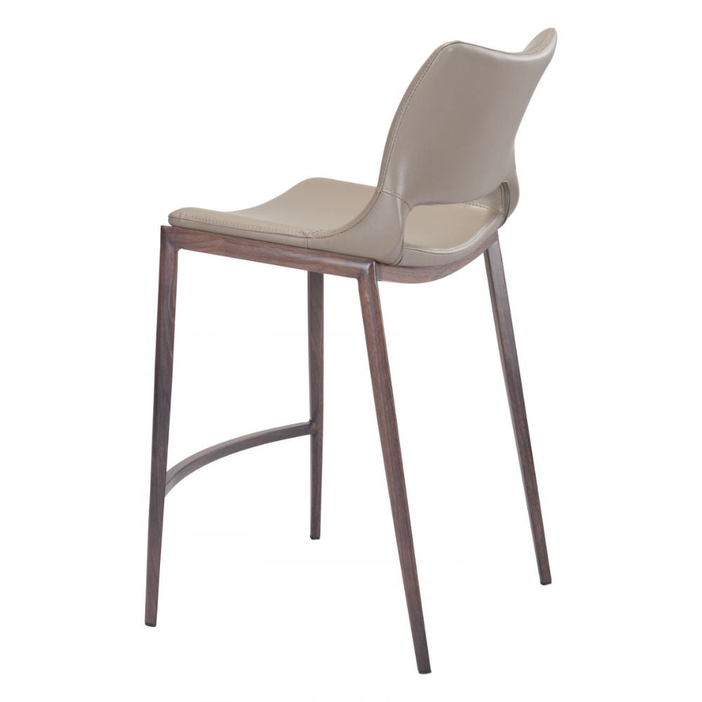 STOOL ZUO ACE 101392 | Counter Stool for Home and Office Space | Brown Walnut | 100% Polyurethane | Faux Leather | Inside | Bar Restaurant Cafetería Food Court Bar Breakfast Kitchen Bistro Office Space