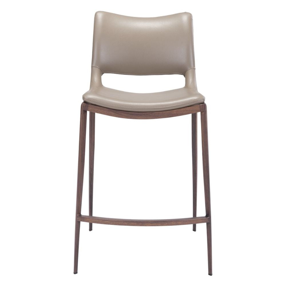 STOOL ZUO ACE 101392 | Counter Stool for Home and Office Space | Brown Walnut | 100% Polyurethane | Faux Leather | Inside | Bar Restaurant Cafetería Food Court Bar Breakfast Kitchen Bistro Office Space