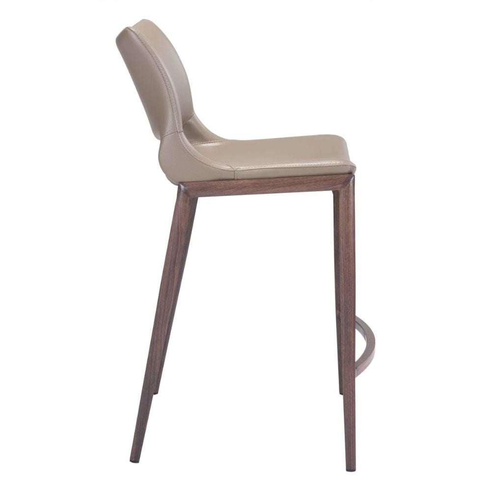 STOOL ZUO ACE 101392 | Counter Stool for Home and Office Space | Brown Walnut | 100% Polyurethane | Faux Leather | Inside | Bar Restaurant Cafetería Food Court Bar Breakfast Kitchen Bistro Office Space