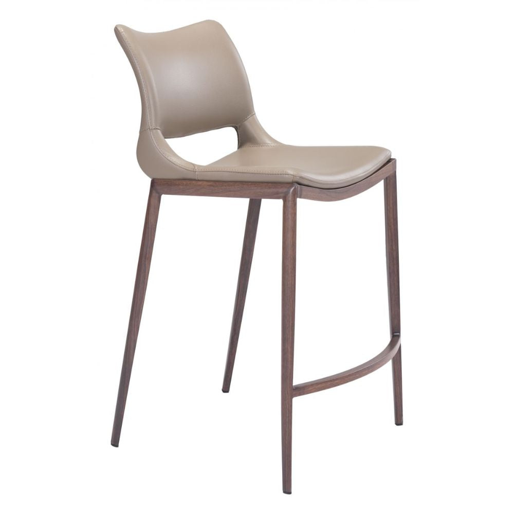 STOOL ZUO ACE 101392 | Counter Stool for Home and Office Space | Brown Walnut | 100% Polyurethane | Faux Leather | Inside | Bar Restaurant Cafetería Food Court Bar Breakfast Kitchen Bistro Office Space