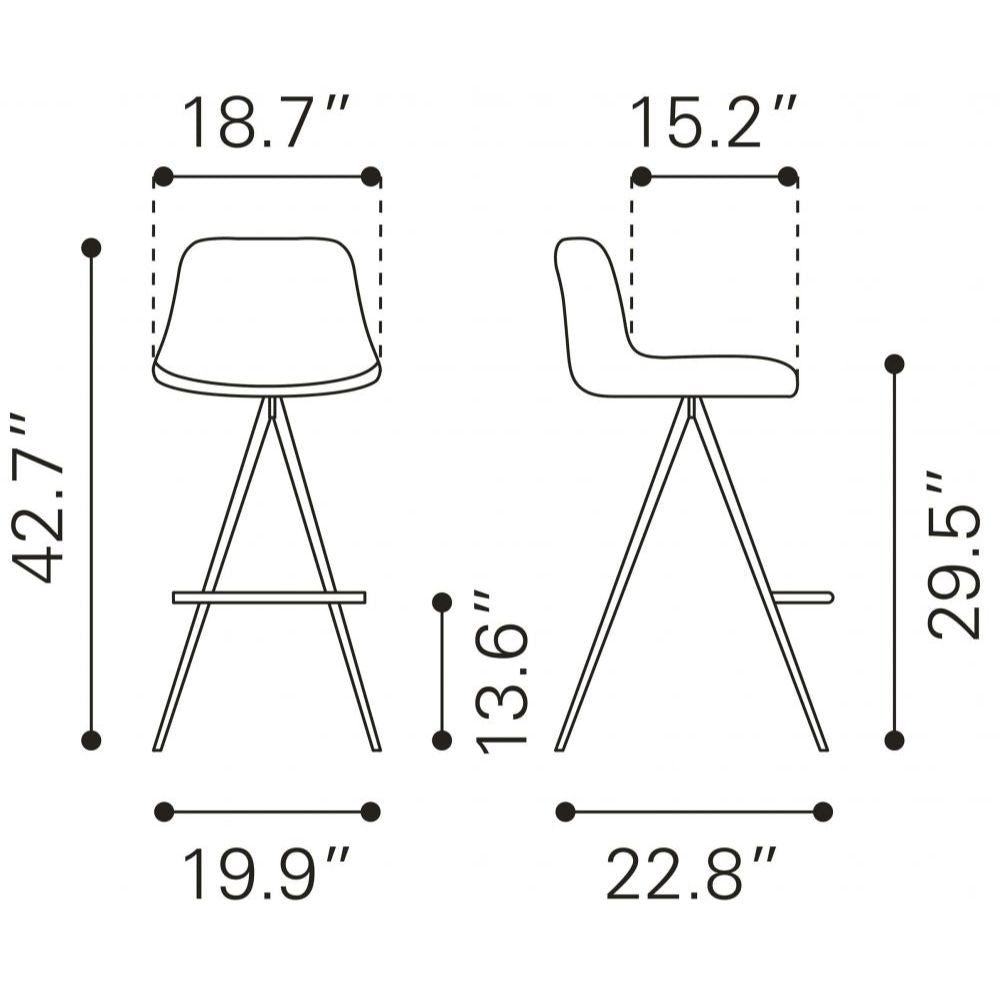 STOOL ZUO AKI 101287 | Kitchen Counter Barstool | White Black | 100% Polyurethane | Faux Leather | Inside | Bar Restaurant Cafetería Food Court Bar Breakfast Kitchen Bistro