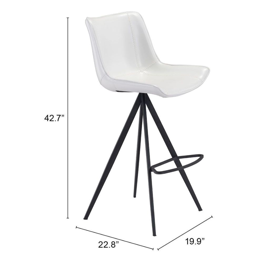STOOL ZUO AKI 101287 | Kitchen Counter Barstool | White Black | 100% Polyurethane | Faux Leather | Inside | Bar Restaurant Cafetería Food Court Bar Breakfast Kitchen Bistro