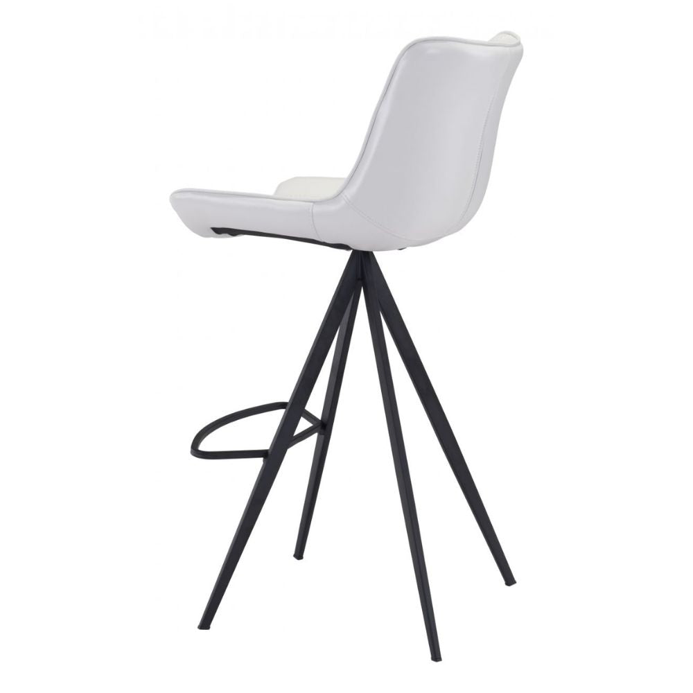 STOOL ZUO AKI 101287 | Kitchen Counter Barstool | White Black | 100% Polyurethane | Faux Leather | Inside | Bar Restaurant Cafetería Food Court Bar Breakfast Kitchen Bistro