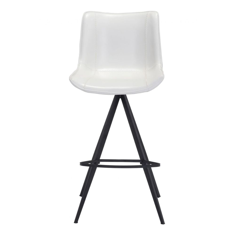 STOOL ZUO AKI 101287 | Kitchen Counter Barstool | White Black | 100% Polyurethane | Faux Leather | Inside | Bar Restaurant Cafetería Food Court Bar Breakfast Kitchen Bistro