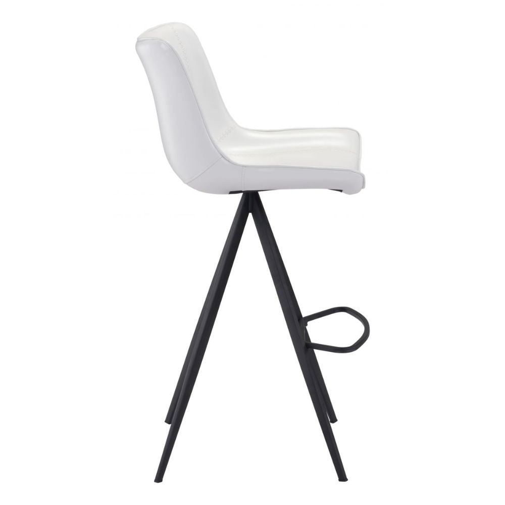 STOOL ZUO AKI 101287 | Kitchen Counter Barstool | White Black | 100% Polyurethane | Faux Leather | Inside | Bar Restaurant Cafetería Food Court Bar Breakfast Kitchen Bistro