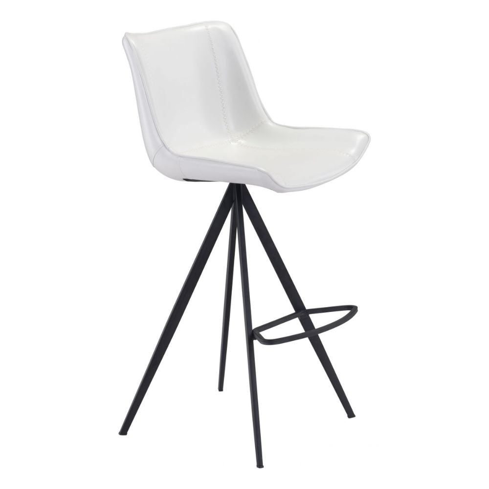 STOOL ZUO AKI 101287 | Kitchen Counter Barstool | White Black | 100% Polyurethane | Faux Leather | Inside | Bar Restaurant Cafetería Food Court Bar Breakfast Kitchen Bistro