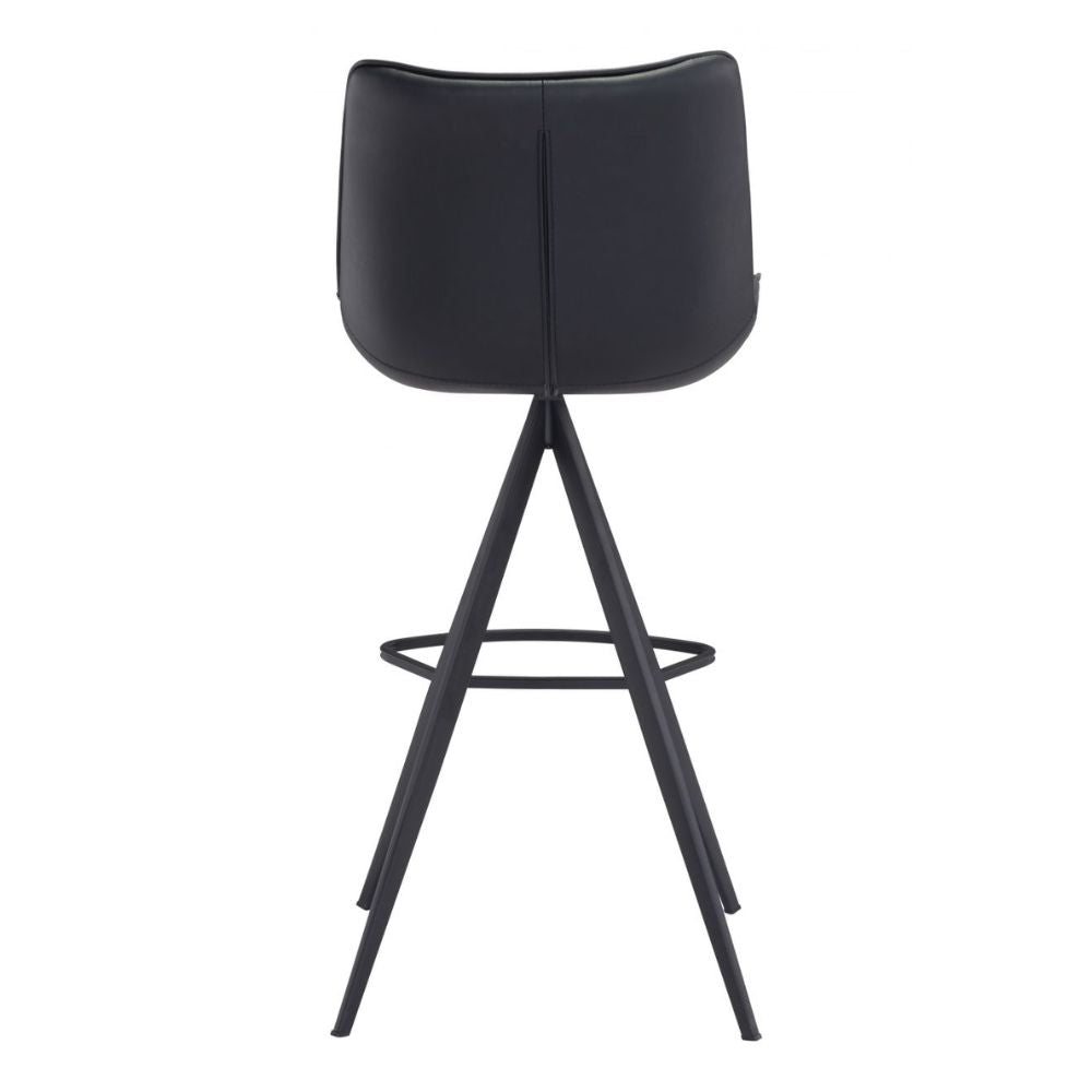 STOOL ZUO AKI 101289 | Kitchen Counter Barstool | Black | 100% Polyurethane | Faux Leather | Inside | Bar Restaurant Cafetería Food Court Bar Breakfast Kitchen Bistro
