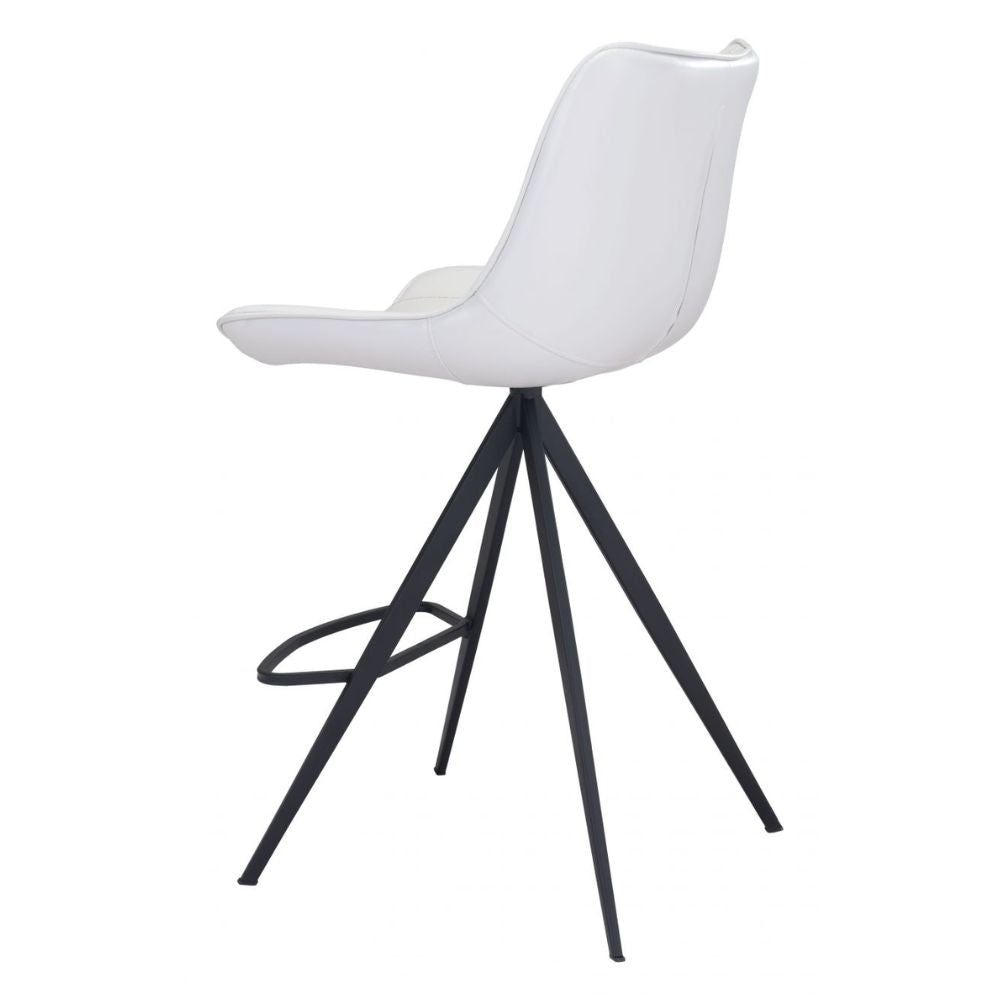 STOOL ZUO AKI 101393| Counter Stool for Kitchen and Bars | Black White | 100% Polyurethane | Faux Leather | Inside | Bar Restaurant Cafetería Food Court Bar Breakfast Kitchen Bistro Office Space