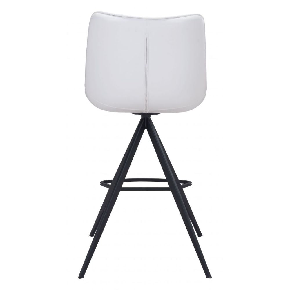 STOOL ZUO AKI 101393| Counter Stool for Kitchen and Bars | Black White | 100% Polyurethane | Faux Leather | Inside | Bar Restaurant Cafetería Food Court Bar Breakfast Kitchen Bistro Office Space