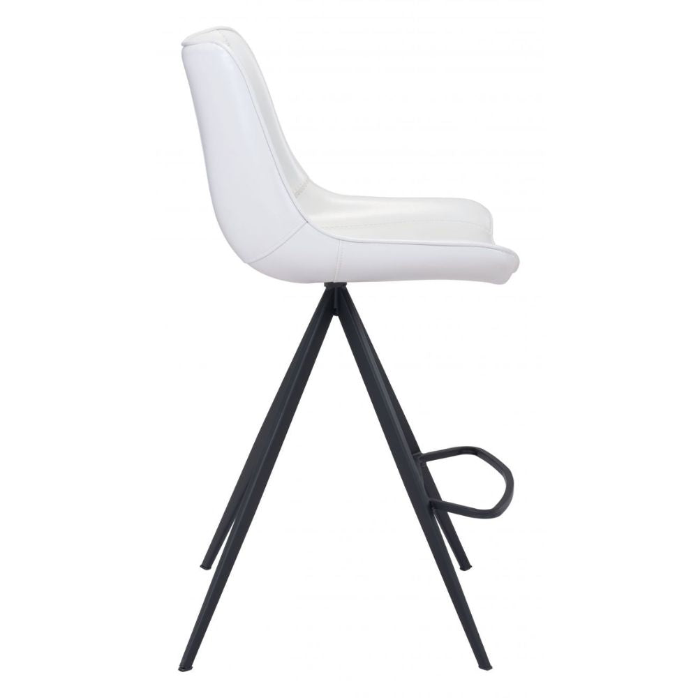 STOOL ZUO AKI 101393| Counter Stool for Kitchen and Bars | Black White | 100% Polyurethane | Faux Leather | Inside | Bar Restaurant Cafetería Food Court Bar Breakfast Kitchen Bistro Office Space
