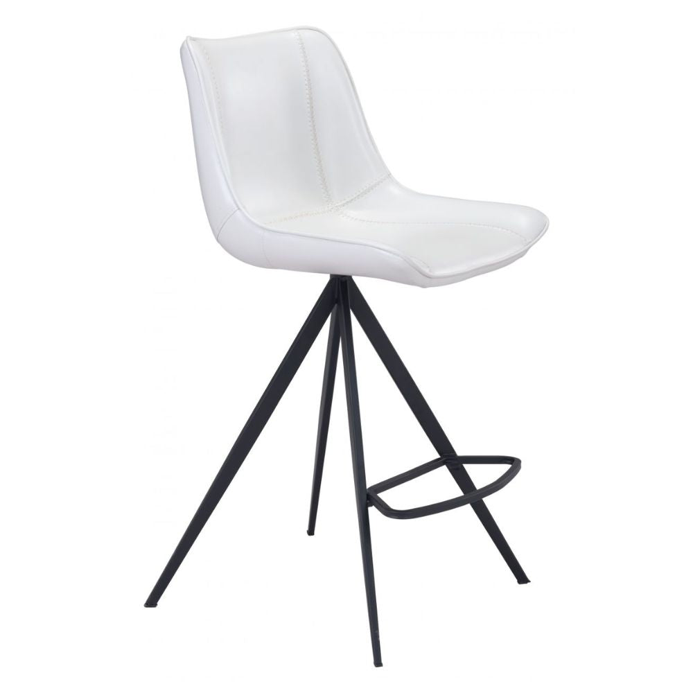 STOOL ZUO AKI 101393| Counter Stool for Kitchen and Bars | Black White | 100% Polyurethane | Faux Leather | Inside | Bar Restaurant Cafetería Food Court Bar Breakfast Kitchen Bistro Office Space