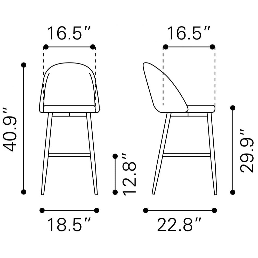 STOOL ZUO COZY 101561 | Barstool | Gray Gold | 100% Polyester | Fabric Velvet | Inside | Use Interior Department Room Department Accommodation Studio Decoration Interiors Home Habitacion Dinner Room