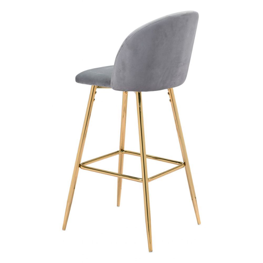 STOOL ZUO COZY 101561 | Barstool | Gray Gold | 100% Polyester | Fabric Velvet | Inside | Use Interior Department Room Department Accommodation Studio Decoration Interiors Home Habitacion Dinner Room