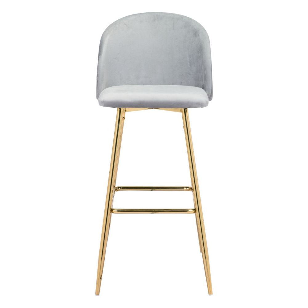 STOOL ZUO COZY 101561 | Barstool | Gray Gold | 100% Polyester | Fabric Velvet | Inside | Use Interior Department Room Department Accommodation Studio Decoration Interiors Home Habitacion Dinner Room