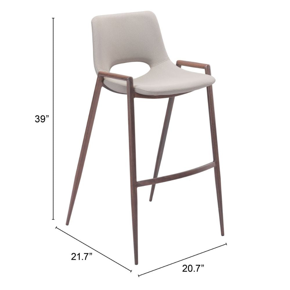 STOOL ZUO DESI 101699 | Counter Stool for Kitchen Dining Area | Beige Walnut | 100% Polyurethane | Faux Leather | Inside | Bar Restaurant Cafetería Food Court Bar Breakfast Kitchen Bistro