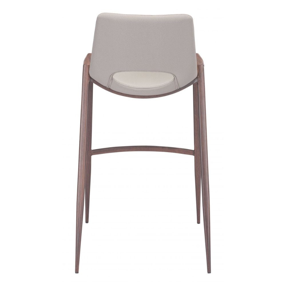 STOOL ZUO DESI 101699 | Counter Stool for Kitchen Dining Area | Beige Walnut | 100% Polyurethane | Faux Leather | Inside | Bar Restaurant Cafetería Food Court Bar Breakfast Kitchen Bistro