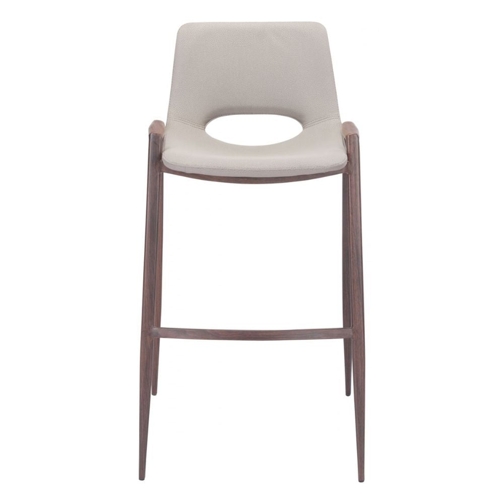STOOL ZUO DESI 101699 | Counter Stool for Kitchen Dining Area | Beige Walnut | 100% Polyurethane | Faux Leather | Inside | Bar Restaurant Cafetería Food Court Bar Breakfast Kitchen Bistro