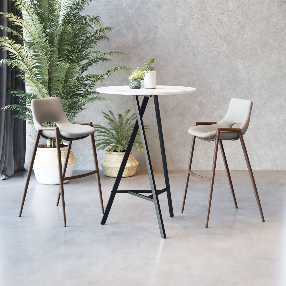 STOOL ZUO DESI 101699 | Counter Stool for Kitchen Dining Area | Beige Walnut | 100% Polyurethane | Faux Leather | Inside | Bar Restaurant Cafetería Food Court Bar Breakfast Kitchen Bistro Set