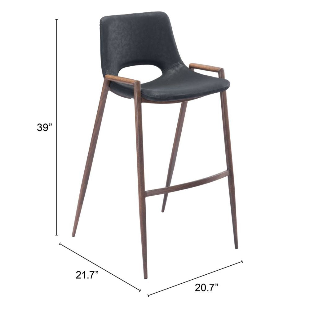 STOOL ZUO DESI ZUO 101697 | Counter Stool for Kitchen Dining Area | Black Walnut | 100% Polyurethane | Faux Leather | Inside| Bar Restaurant Cafetería Food Court Bar Breakfast Kitchen Bistro
