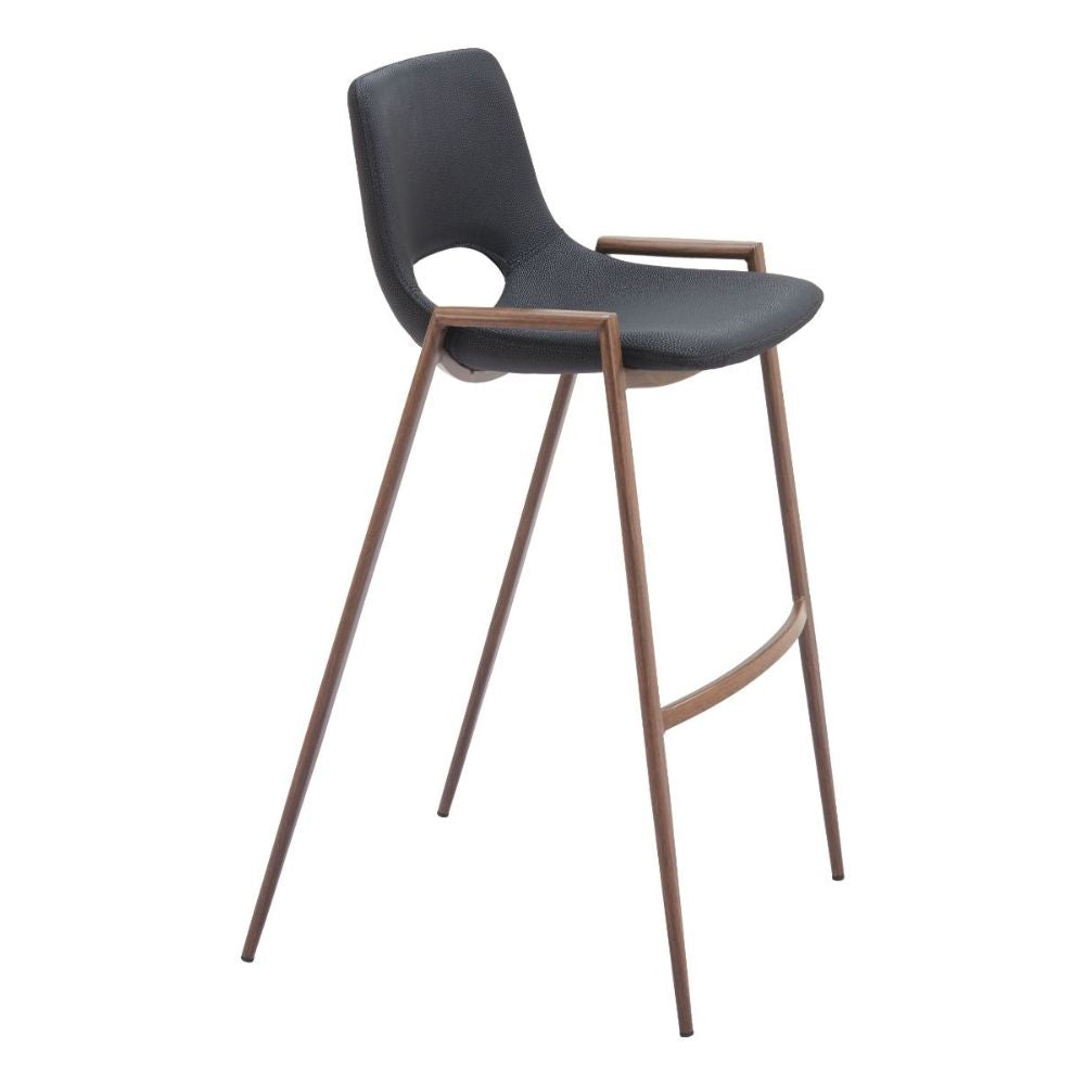 STOOL ZUO DESI ZUO 101697 | Counter Stool for Kitchen Dining Area | Black Walnut | 100% Polyurethane | Faux Leather | Inside| Bar Restaurant Cafetería Food Court Bar Breakfast Kitchen Bistro