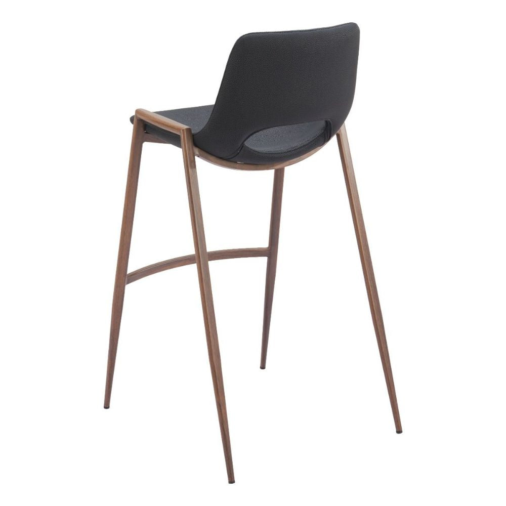 STOOL ZUO DESI ZUO 101697 | Counter Stool for Kitchen Dining Area | Black Walnut | 100% Polyurethane | Faux Leather | Inside| Bar Restaurant Cafetería Food Court Bar Breakfast Kitchen Bistro