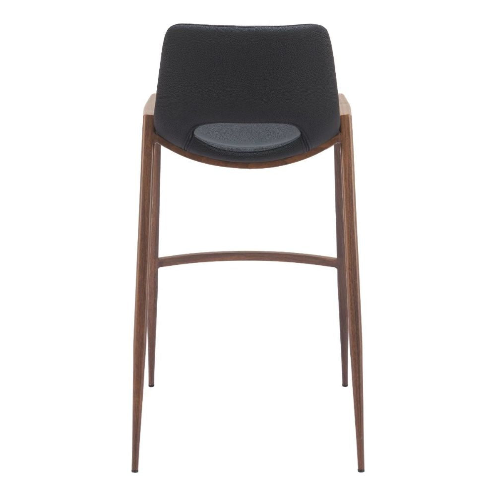STOOL ZUO DESI ZUO 101697 | Counter Stool for Kitchen Dining Area | Black Walnut | 100% Polyurethane | Faux Leather | Inside| Bar Restaurant Cafetería Food Court Bar Breakfast Kitchen Bistro