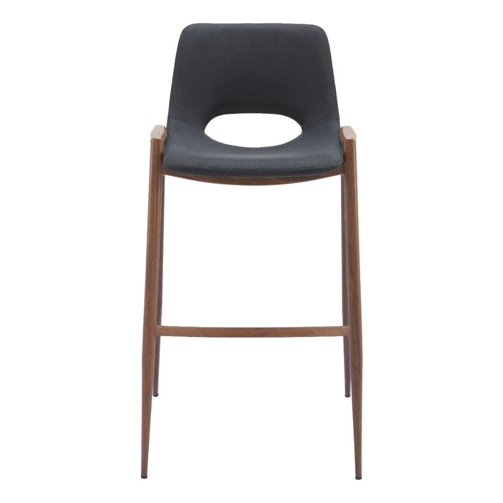 STOOL ZUO DESI ZUO 101697 | Counter Stool for Kitchen Dining Area | Black Walnut | 100% Polyurethane | Faux Leather | Inside| Bar Restaurant Cafetería Food Court Bar Breakfast Kitchen Bistro