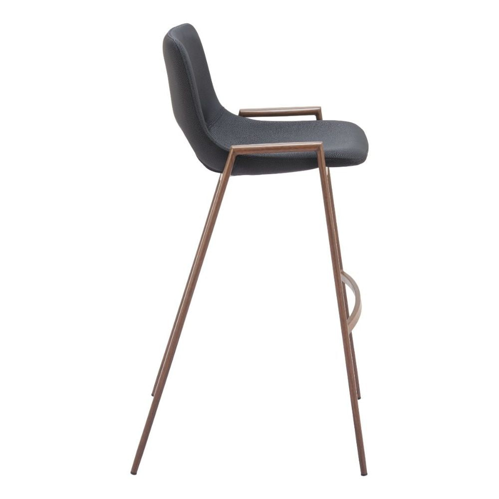 STOOL ZUO DESI ZUO 101697 | Counter Stool for Kitchen Dining Area | Black Walnut | 100% Polyurethane | Faux Leather | Inside| Bar Restaurant Cafetería Food Court Bar Breakfast Kitchen Bistro