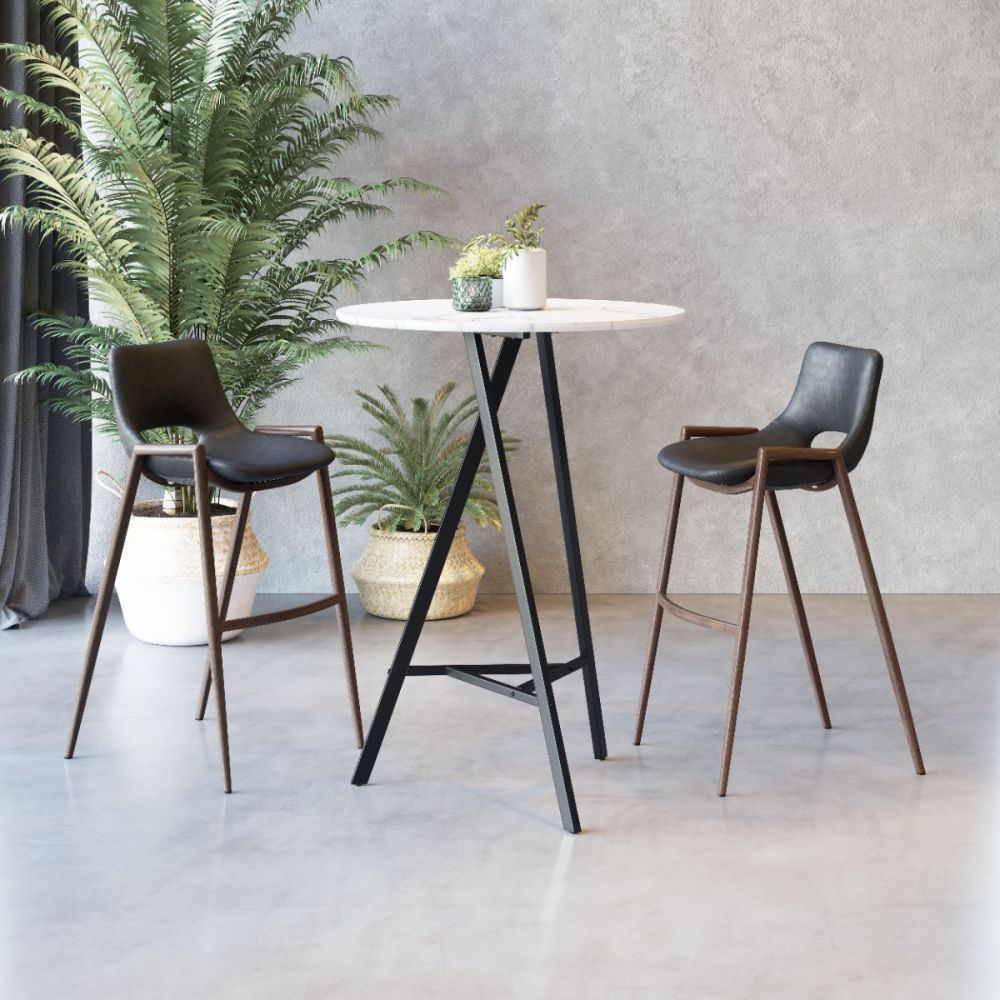STOOL ZUO DESI ZUO 101697 | Counter Stool for Kitchen Dining Area | Black Walnut | 100% Polyurethane | Faux Leather | Inside| Bar Restaurant Cafetería Food Court Bar Breakfast Kitchen Bistro Set