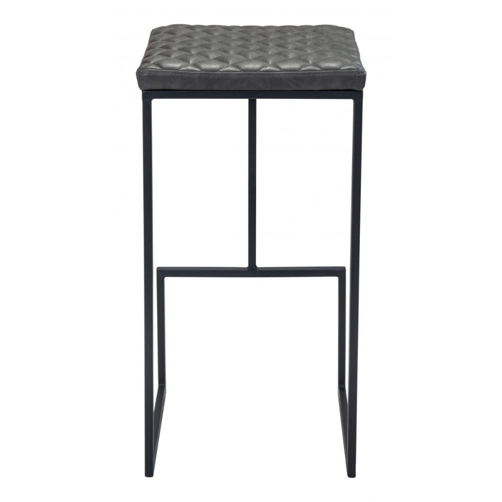 STOOL ZUO ELEMENT 101458 | Counter Stool for Kitchen | Black Gray | 100% Polyurethane | Faux Leather | Inside | Bar Restaurant Cafetería Food Court Bar Breakfast Kitchen Bistro Space
