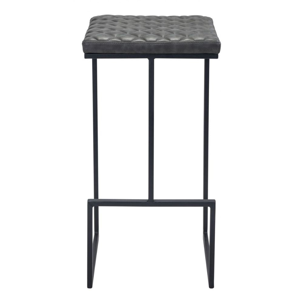 STOOL ZUO ELEMENT 101458 | Counter Stool for Kitchen | Black Gray | 100% Polyurethane | Faux Leather | Inside | Bar Restaurant Cafetería Food Court Bar Breakfast Kitchen Bistro Space