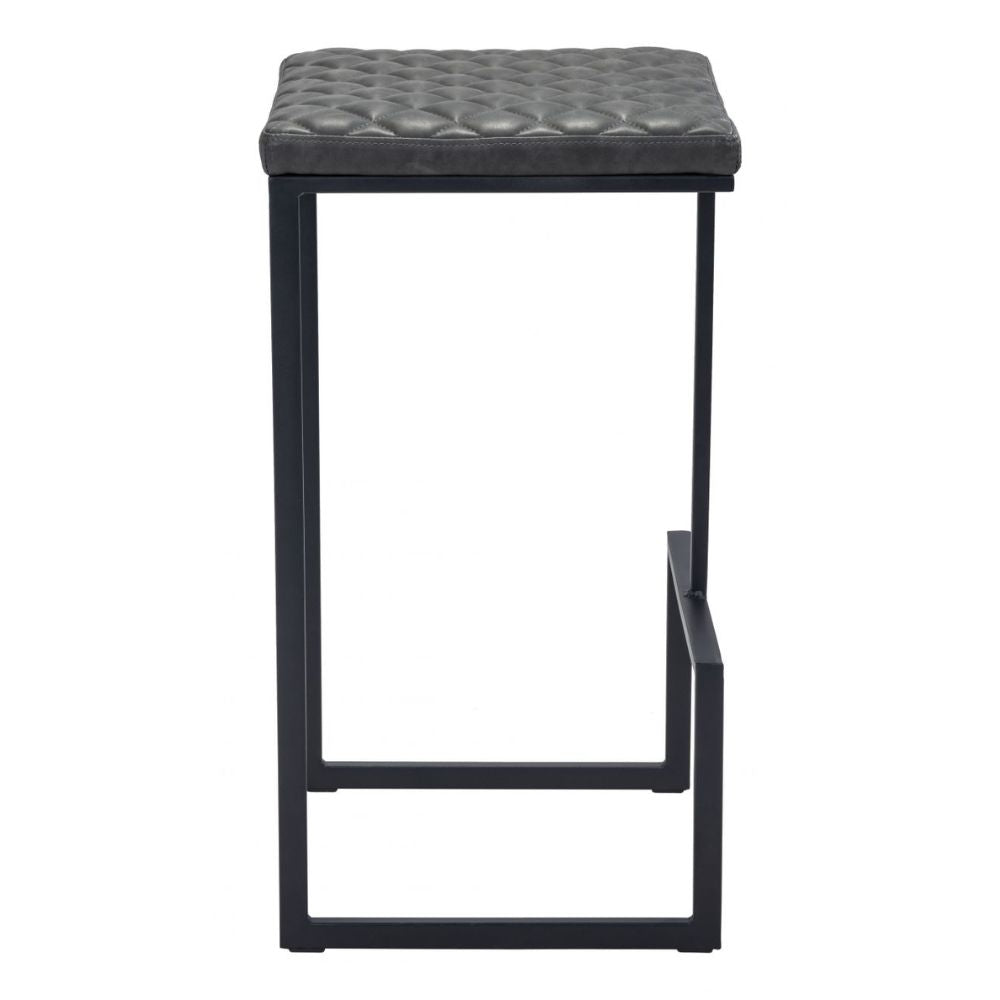 STOOL ZUO ELEMENT 101458 | Counter Stool for Kitchen | Black Gray | 100% Polyurethane | Faux Leather | Inside | Bar Restaurant Cafetería Food Court Bar Breakfast Kitchen Bistro Space