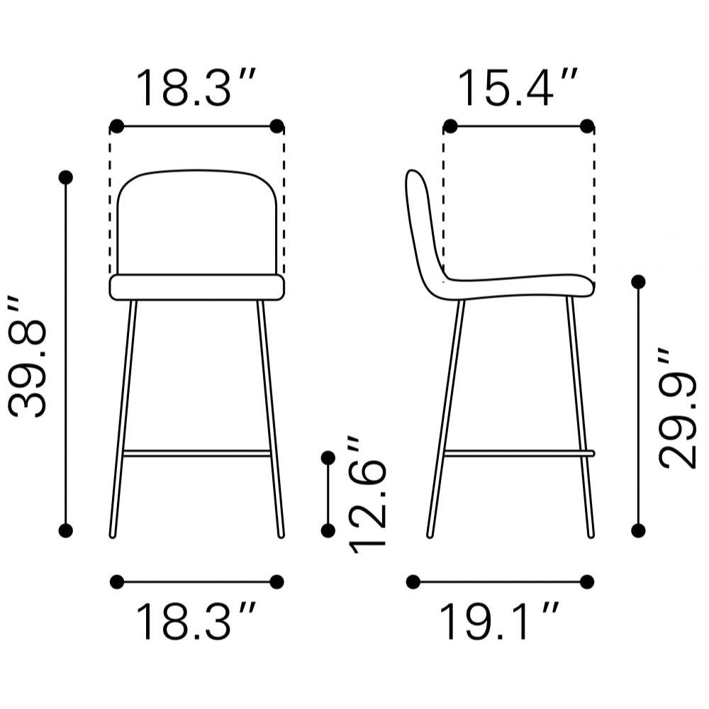 STOOL ZUO GIRONDE 101897 | Barstool | Black Gray Gold | 100%Polyester | Fabric | Inside | Bar Restaurant Cafetería Food Court Bar Breakfast Kitchen Bistro Office Space