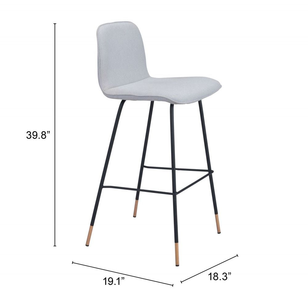 STOOL ZUO GIRONDE 101897 | Barstool | Black Gray Gold | 100%Polyester | Fabric | Inside | Bar Restaurant Cafetería Food Court Bar Breakfast Kitchen Bistro Office Space