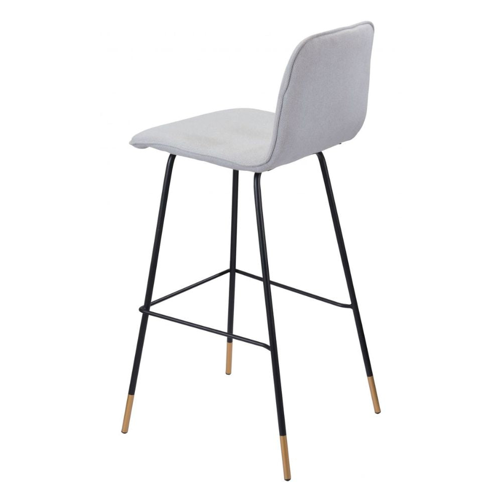 STOOL ZUO GIRONDE 101897 | Barstool | Black Gray Gold | 100%Polyester | Fabric | Inside | Bar Restaurant Cafetería Food Court Bar Breakfast Kitchen Bistro Office Space