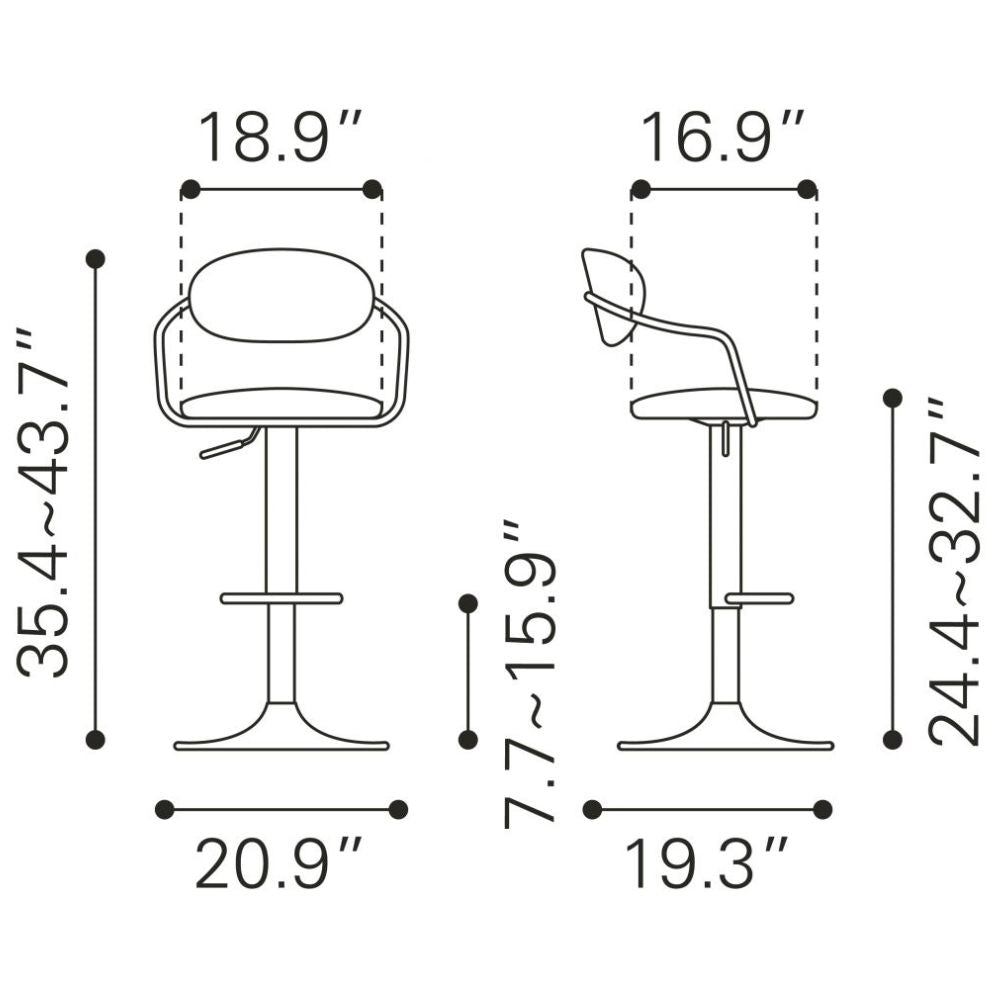 STOOL ZUO GUSTO 109036 | Barstool | Gold White | 100% Polyurethane | Faux Leather | Inside | Use Interior Department Room Department Accommodation Studio Decoration Interiors Home Habitacion Dinner Room