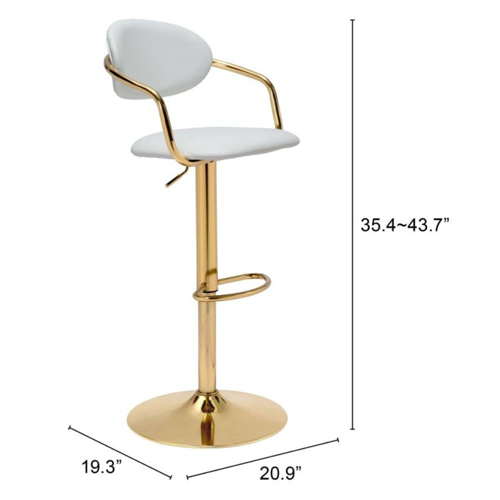 STOOL ZUO GUSTO 109036 | Barstool | Gold White | 100% Polyurethane | Faux Leather | Inside | Use Interior Department Room Department Accommodation Studio Decoration Interiors Home Habitacion Dinner Room