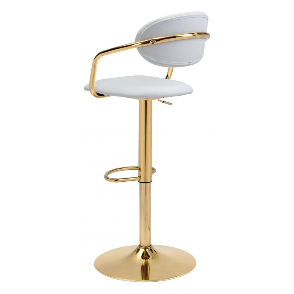 STOOL ZUO GUSTO 109036 | Barstool | Gold White | 100% Polyurethane | Faux Leather | Inside | Use Interior Department Room Department Accommodation Studio Decoration Interiors Home Habitacion Dinner Room