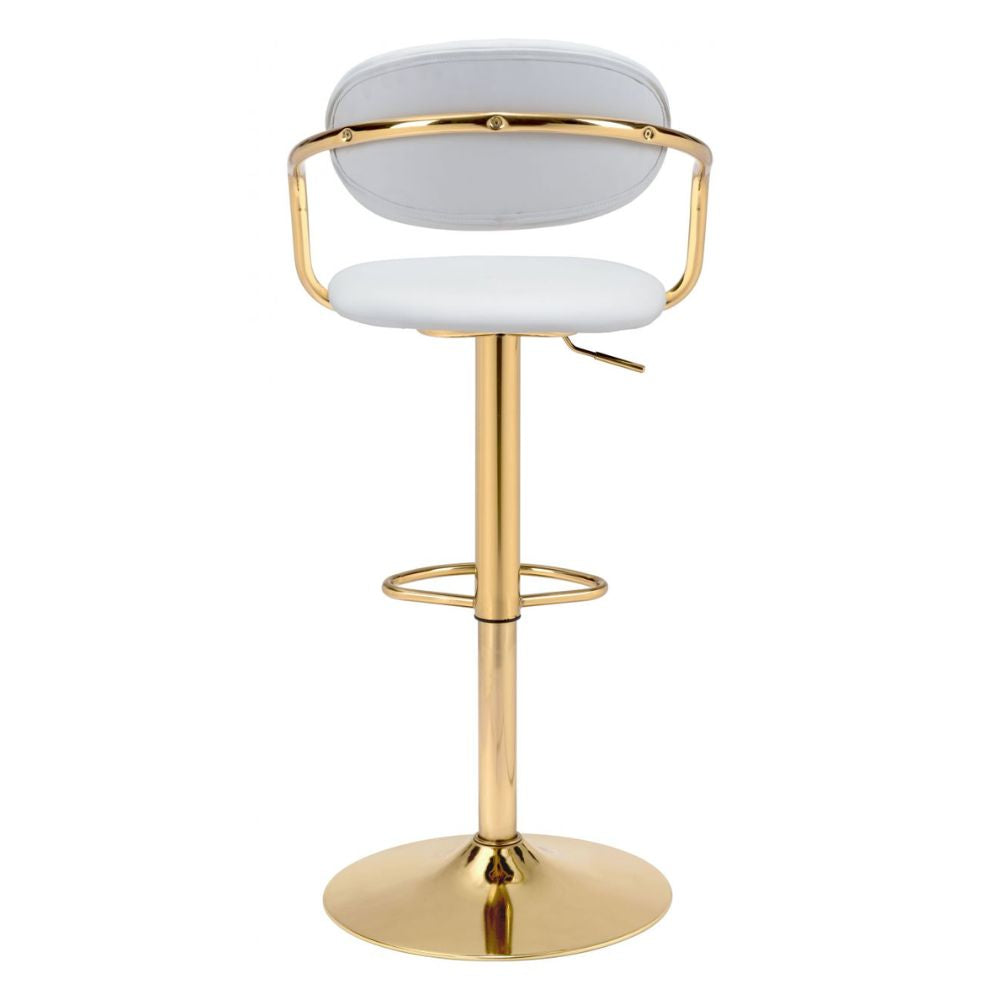 STOOL ZUO GUSTO 109036 | Barstool | Gold White | 100% Polyurethane | Faux Leather | Inside | Use Interior Department Room Department Accommodation Studio Decoration Interiors Home Habitacion Dinner Room