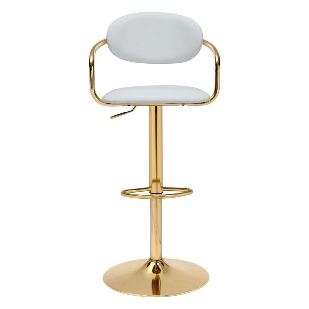 STOOL ZUO GUSTO 109036 | Barstool | Gold White | 100% Polyurethane | Faux Leather | Inside | Use Interior Department Room Department Accommodation Studio Decoration Interiors Home Habitacion Dinner Room