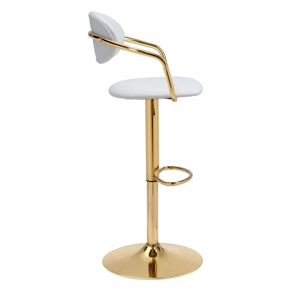 STOOL ZUO GUSTO 109036 | Barstool | Gold White | 100% Polyurethane | Faux Leather | Inside | Use Interior Department Room Department Accommodation Studio Decoration Interiors Home Habitacion Dinner Room