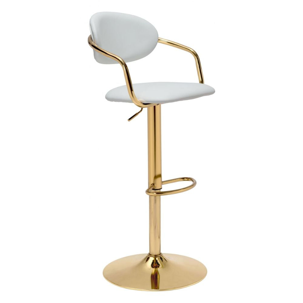 STOOL ZUO GUSTO 109036 | Barstool | Gold White | 100% Polyurethane | Faux Leather | Inside | Use Interior Department Room Department Accommodation Studio Decoration Interiors Home Habitacion Dinner Room