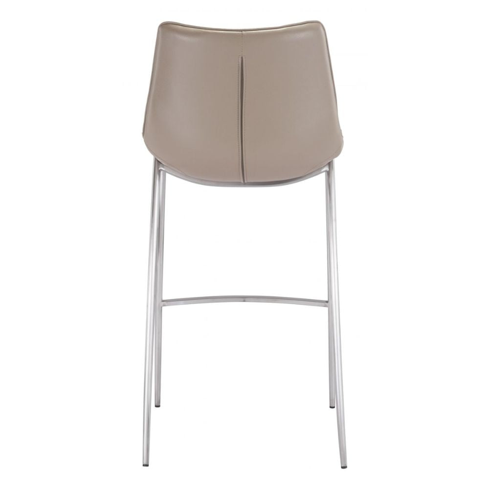 STOOL ZUO MAGNUS 101274 | Barstool | Brown | Silver | 100% Polyurethane | Faux Leather | Inside | Interior Bar Restaurant Cafetería Food Court Bar Breakfast Kitchen Bistro